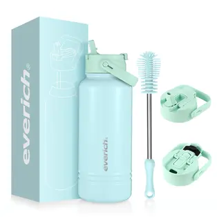 Klapp-und Stroh deckel isolierte Wasser flasche 01611C