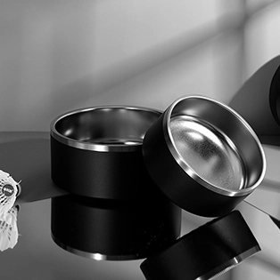 Edelstahl-Haustier-Schüssel mit rutsch festem unteren Streifen 22007