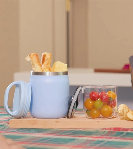 600 ml Vakuum-Lebensmittel-Thermoskanne mit Tritan/Glasbehälter